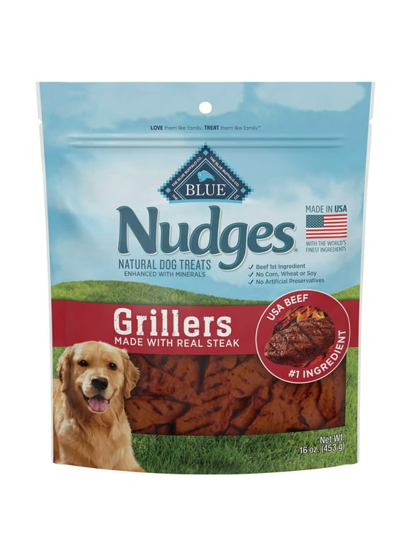 Blue Buffalo Nudges Grillers Natural Dog Treats, Steak, 16oz Bag