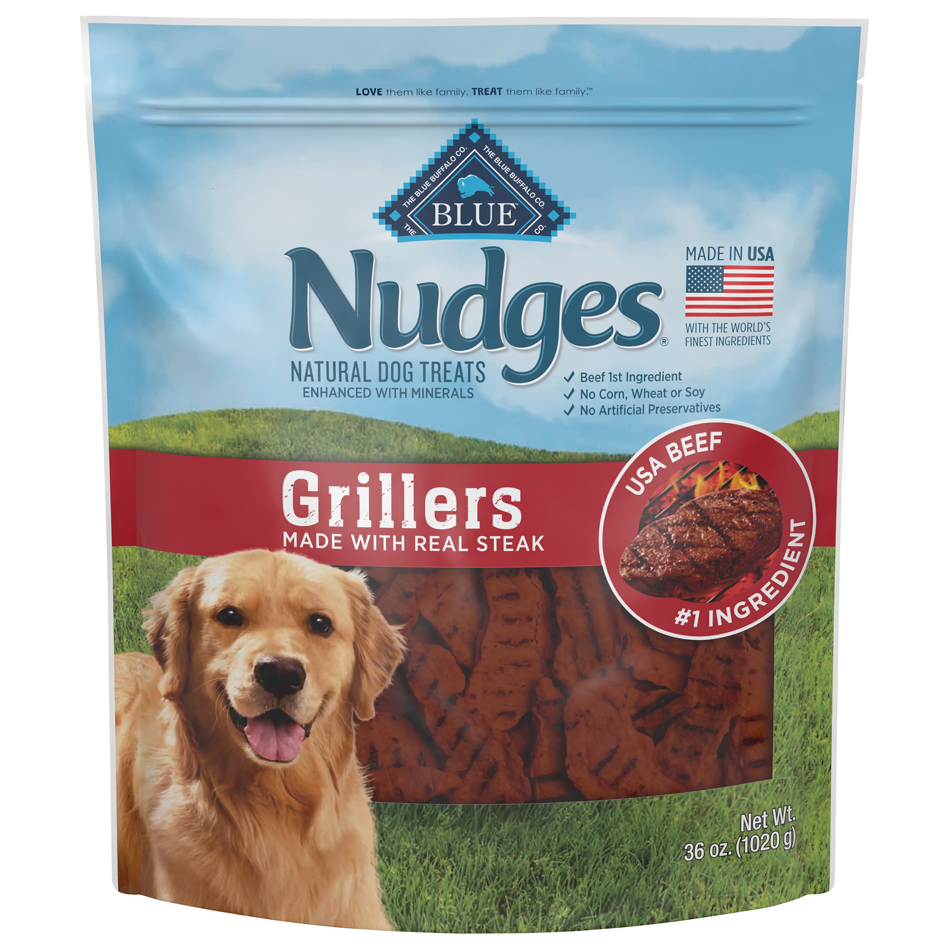 Blue Buffalo Nudges Grillers Natural Dog Treats Steak Bag