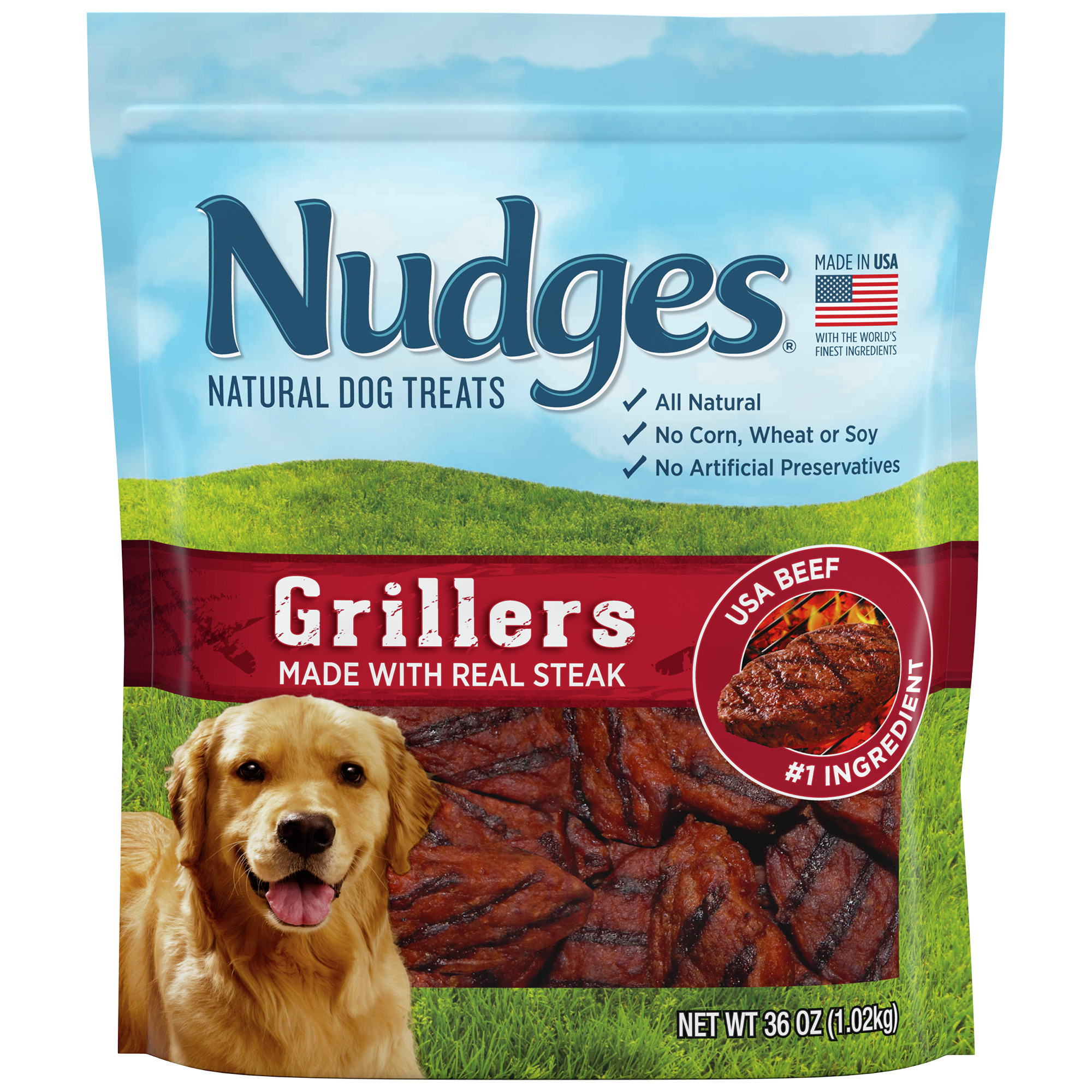 Blue Buffalo Nudges Grillers Natural Dog Treats, Steak, 36oz Bag - image 1 of 3