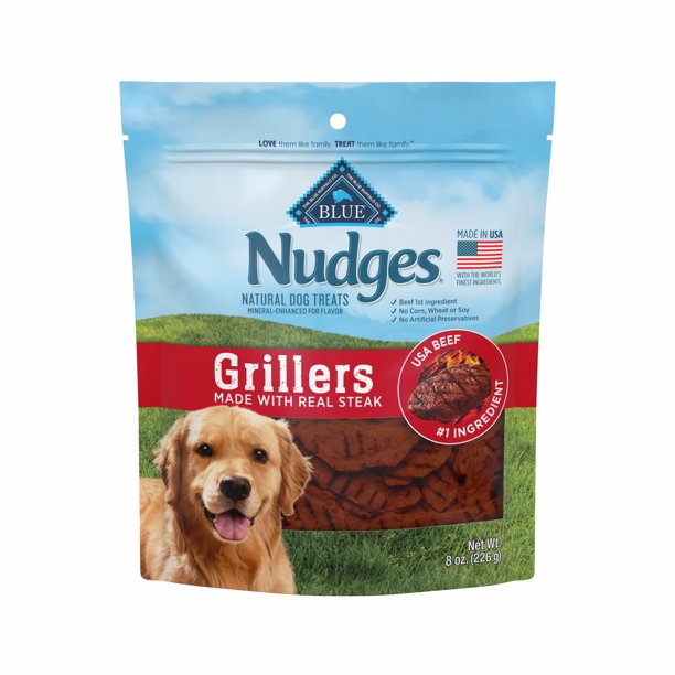 Blue Buffalo Nudges Grillers Natural Dog Treats, Steak 8oz Bag