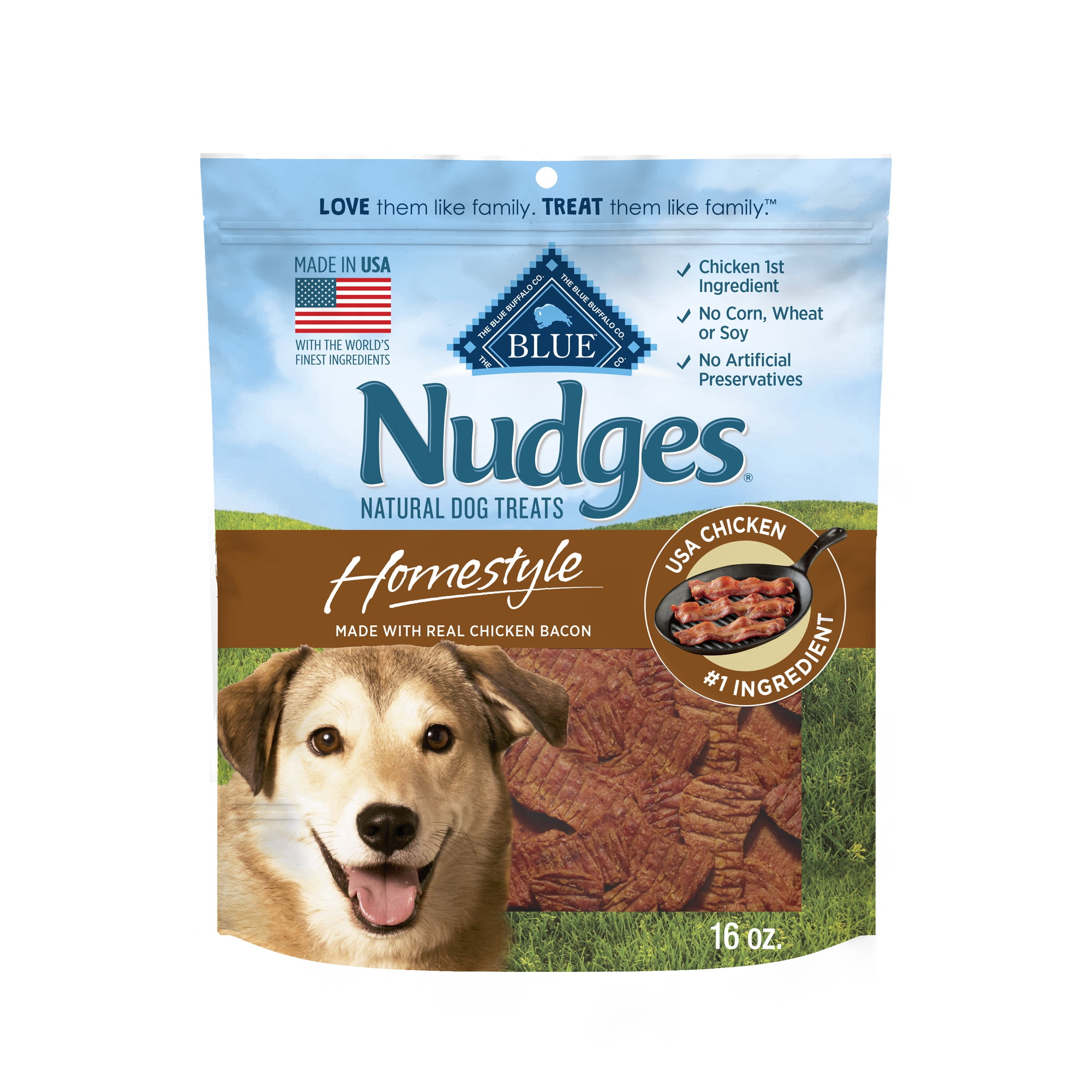Blue Buffalo Homestyle Natural Dog Treats Chicken and Bacon 16oz Bag