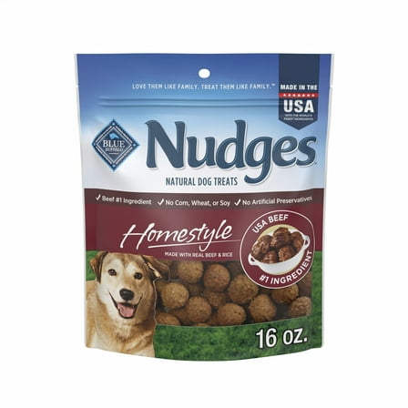Blue Buffalo Nudges Homestyle Natural Dog Treats Made with Real Beef, 16-oz. Bag