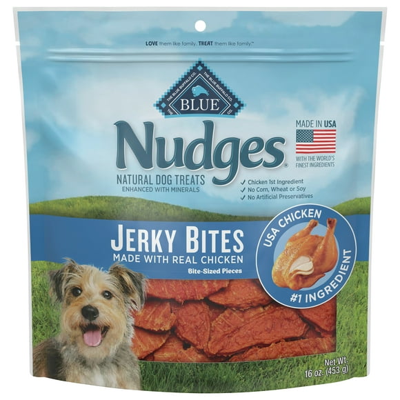 Blue Buffalo Nudges Jerky Bites Natural Dog Treats, Chicken, 16oz Bags