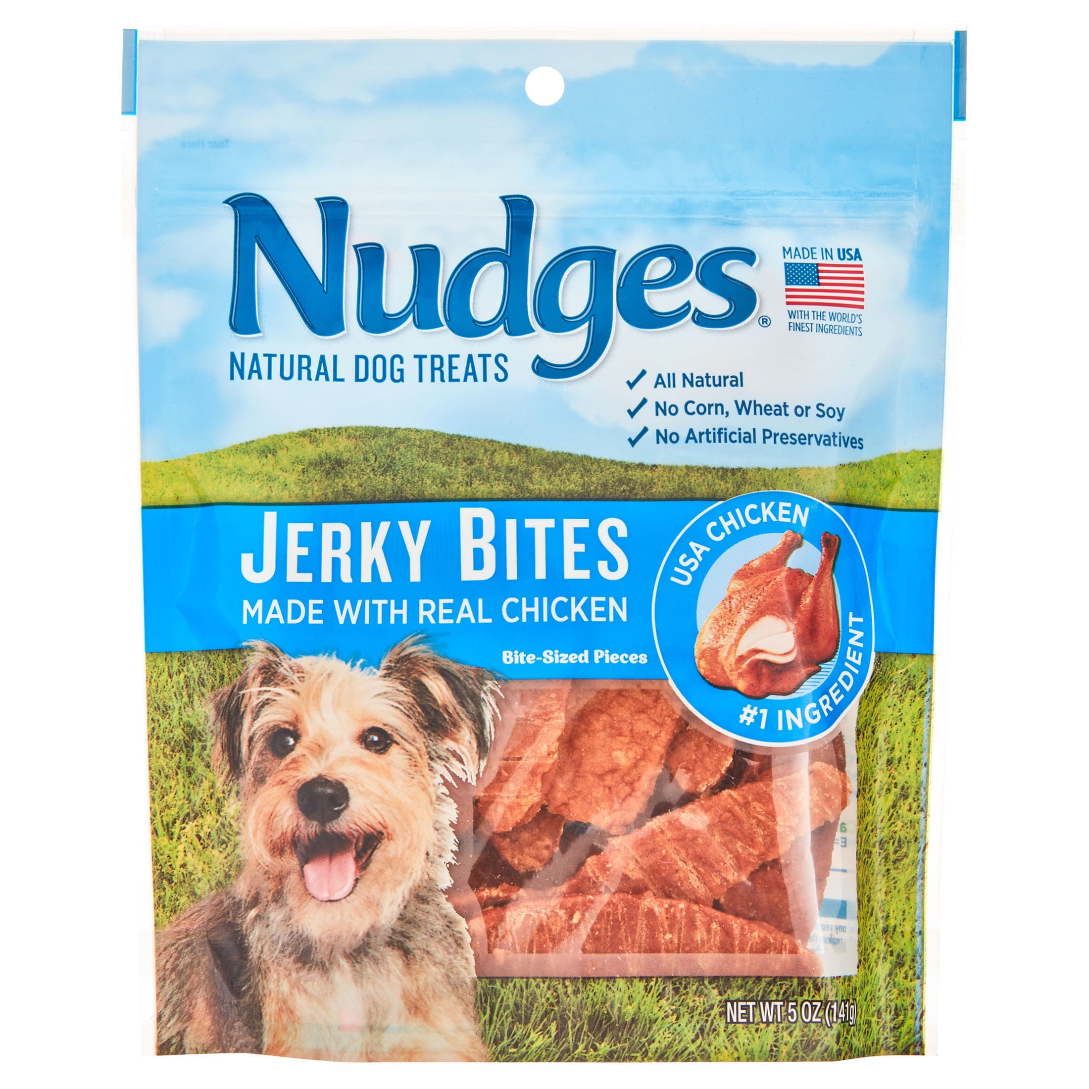 Blue Buffalo Nudges Jerky Bites Natural Dog Treats, Chicken, 5oz Bags