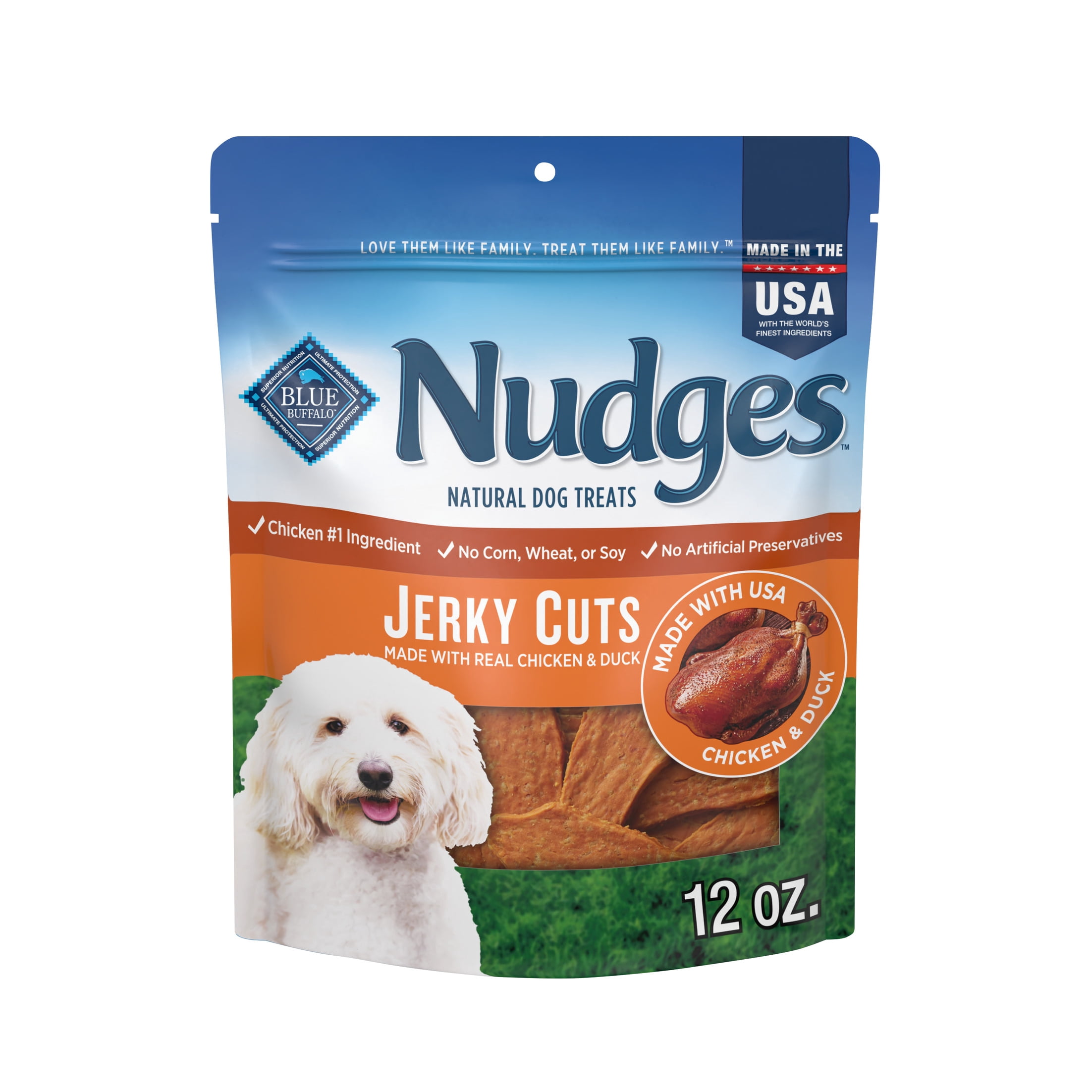 Blue Buffalo Nudges Jerky Cuts, Natural Dog Treats, Duck Jer