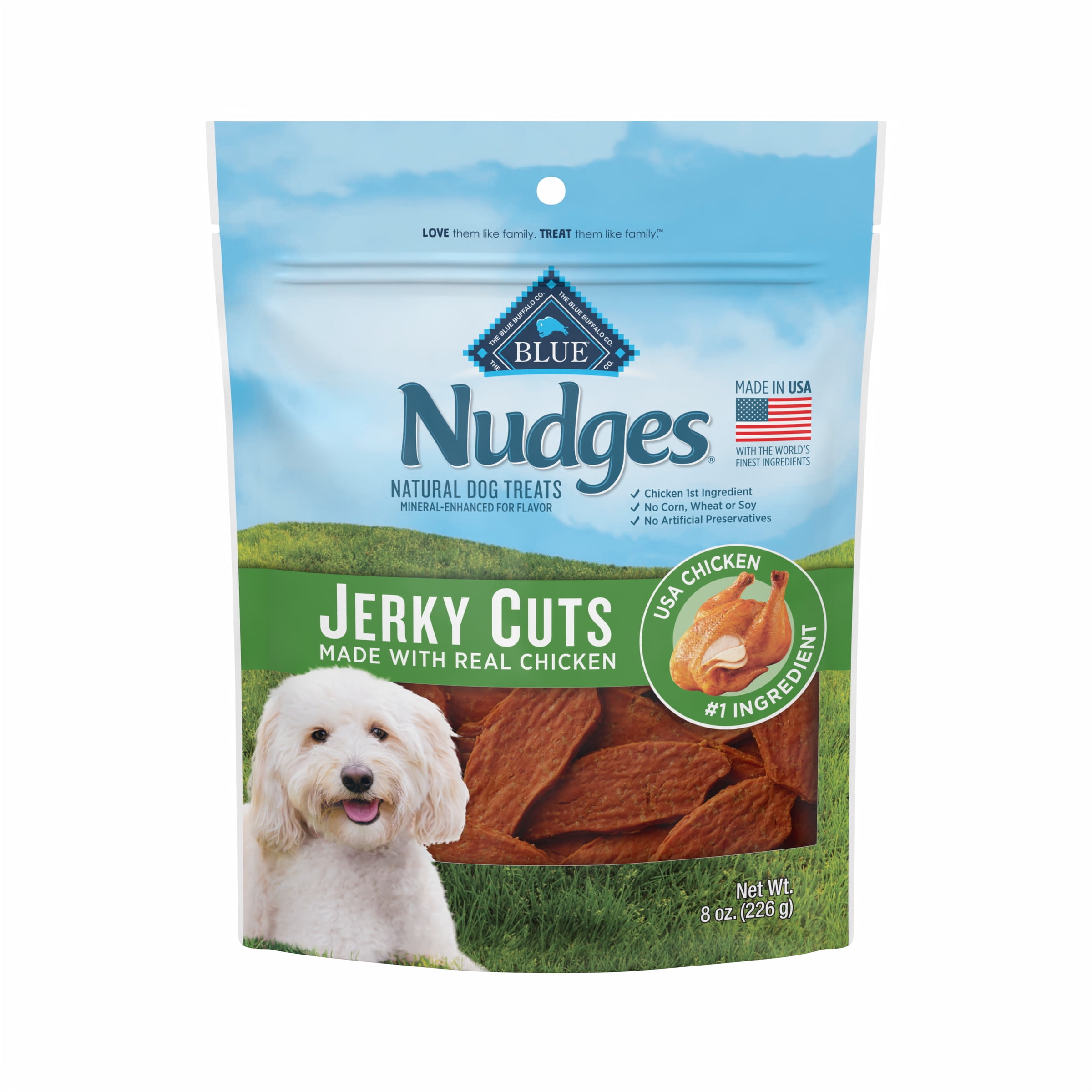 Blue Buffalo Nudges Jerky Cuts Natural Dog Treats, Chicken 8oz Bag