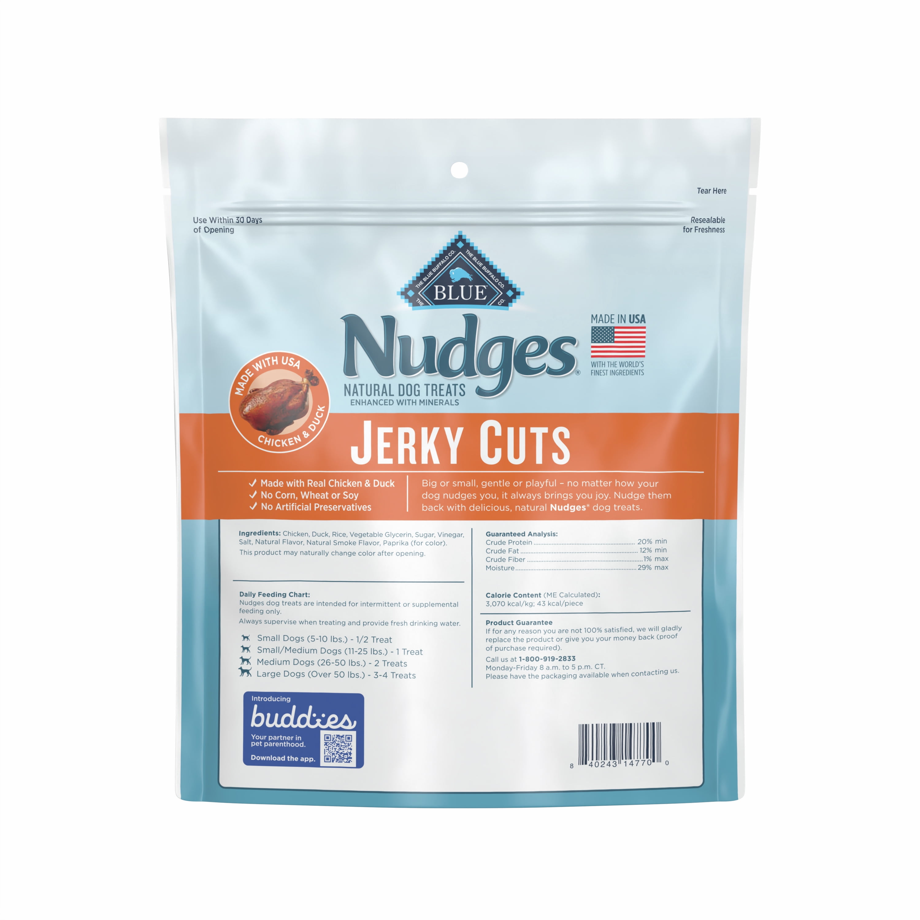 Blue Buffalo Nudges Jerky Cuts Natural Dog Treats, Duck, 10oz Bag