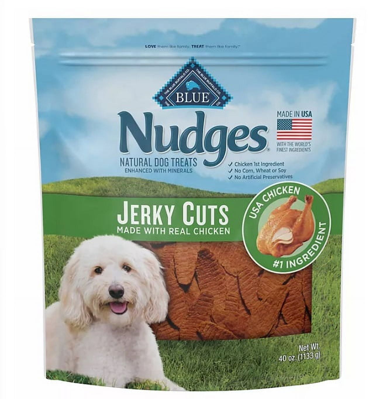 Blue Buffalo Nudges Natural Jerky Cut Dog Treats, Chicken Flavored (40
