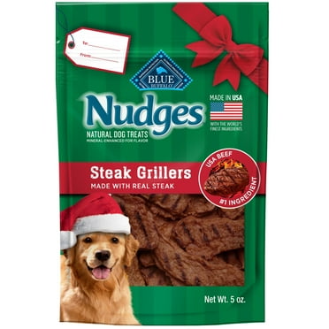 Blue Buffalo Nudges Steak Grillers, Natural Holiday Dog Treats with Real Beef, 5-oz. Bag