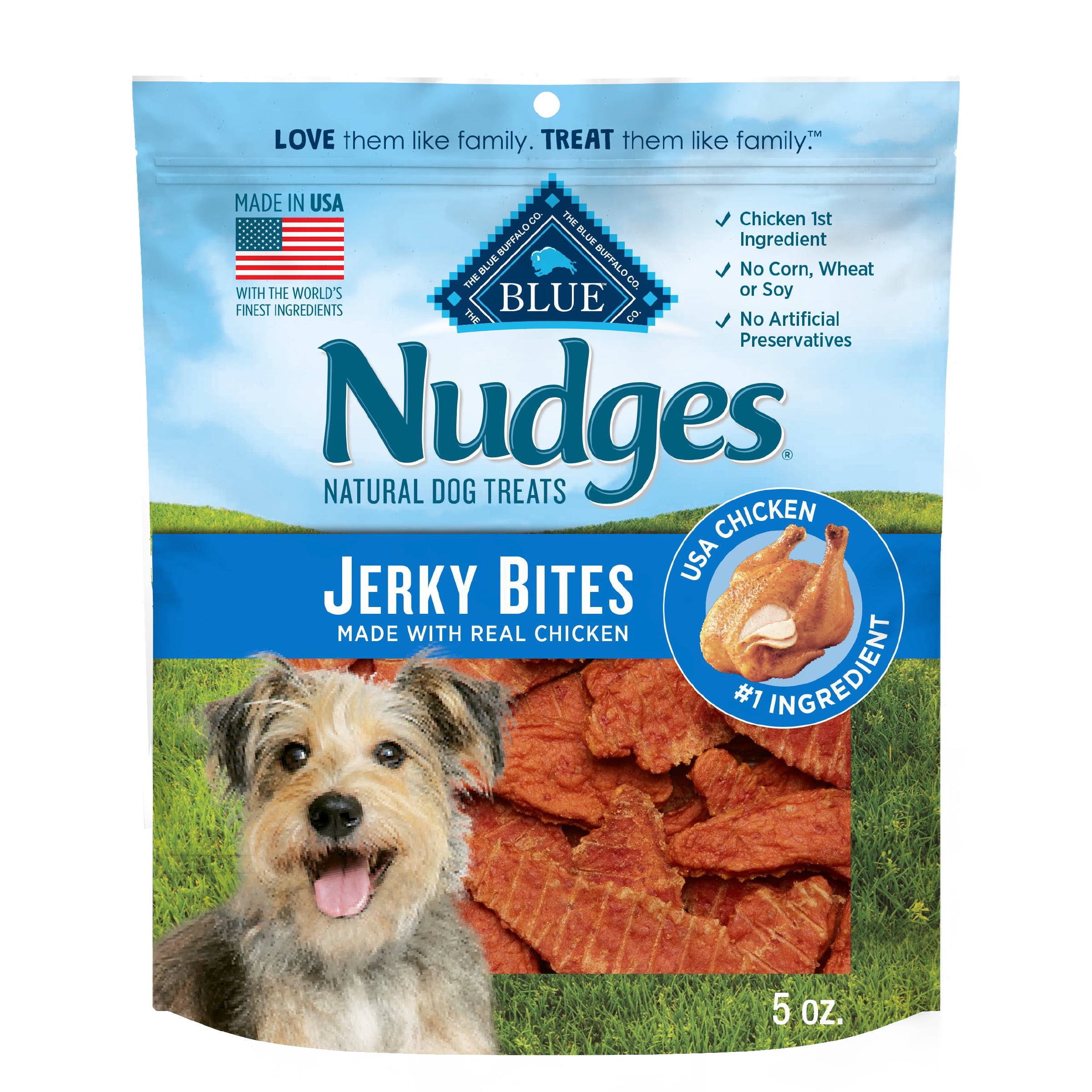 Blue Buffalo Nudges Jerky Bites Chicken Jerky Dog Treats 5 oz Bag