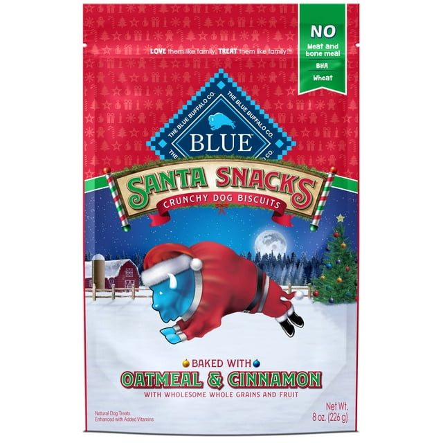 Blue Buffalo Santa Snacks Crunchy Dog Treat Biscuits, Oatmeal