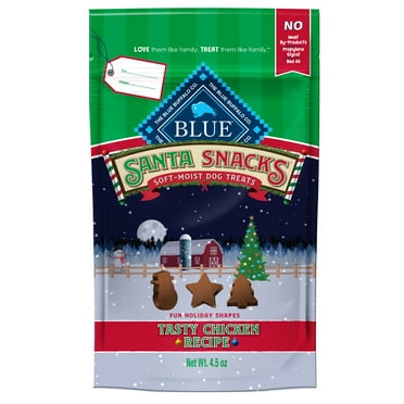 Blue Buffalo Santa Snacks Soft-Moist Dog Bits for Training, Chicken, 4.5-oz. Bag