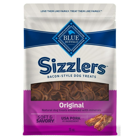 Blue Buffalo Sizzlers Bacon-Style Dog Treats with Real Pork, Original Flavor, 15-oz. Bag