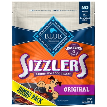 Blue Buffalo Sizzlers Bacon-Style Pork Flavor Soft Treats for Dogs, Whole Grain, 32 oz. Bag
