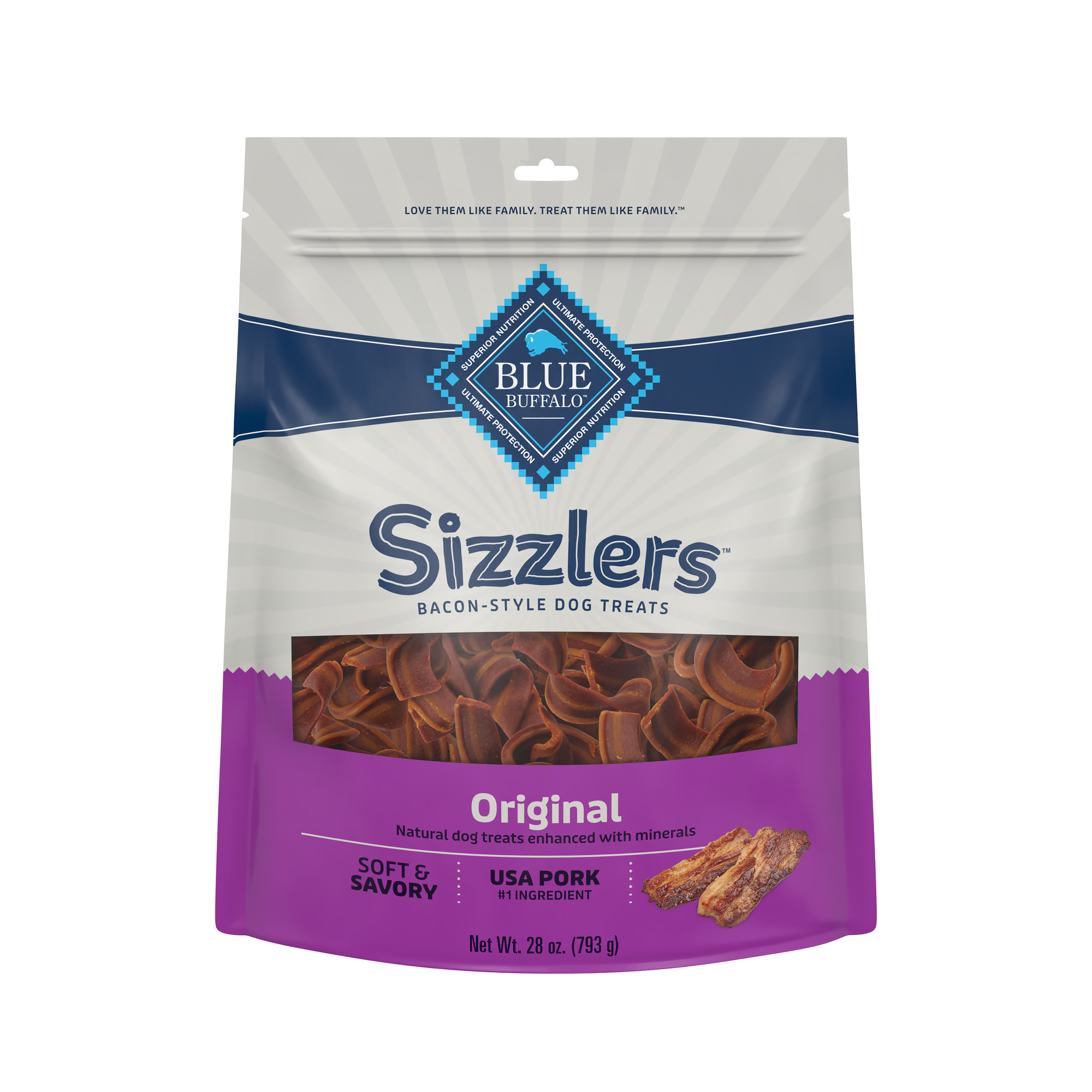 Blue Buffalo Sizzlers Natural BaconStyle SoftMoist Dog Treats Original