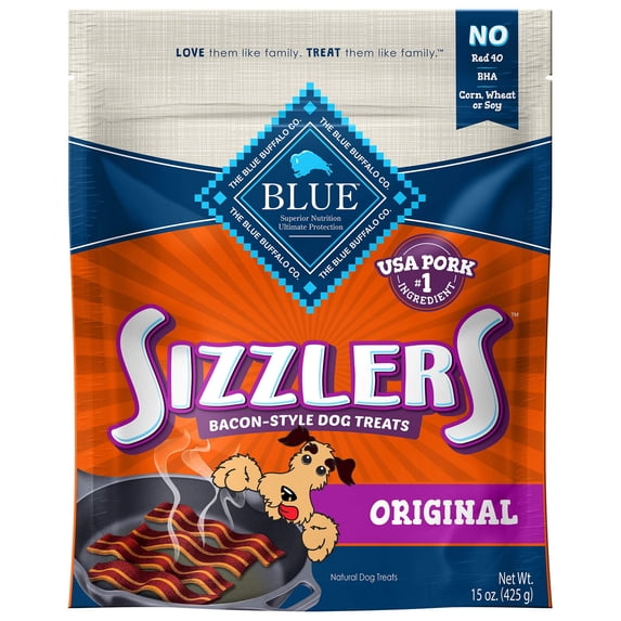 Blue Buffalo Sizzlers Pork Flavor Dog Treats - 15oz Pack of 4