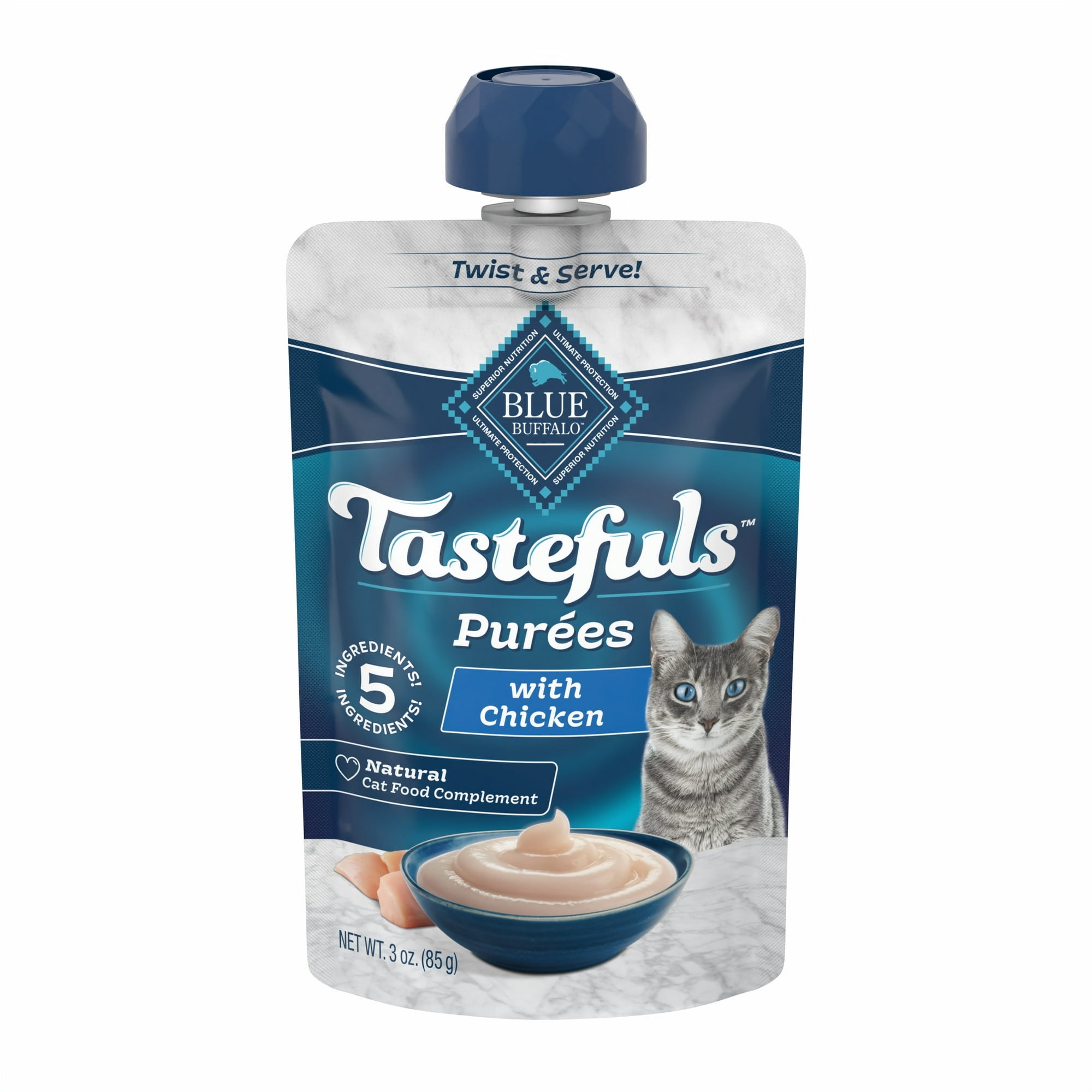 Blue Buffalo Tastefuls Adult Cat Natural Purées, Chicken Resealable