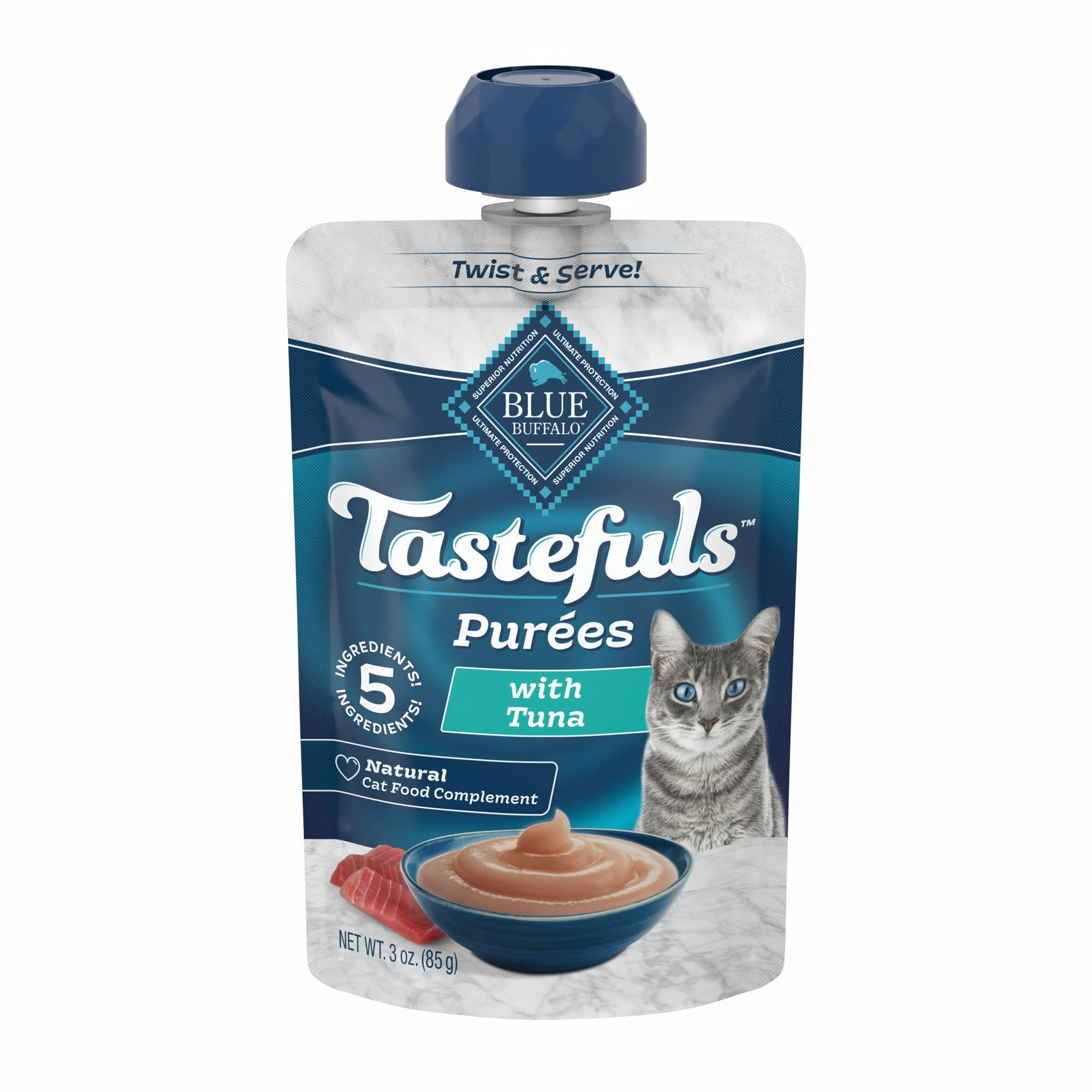 Blue Buffalo Tastefuls Adult Cat Natural Purées, Tuna 3oz Resealable