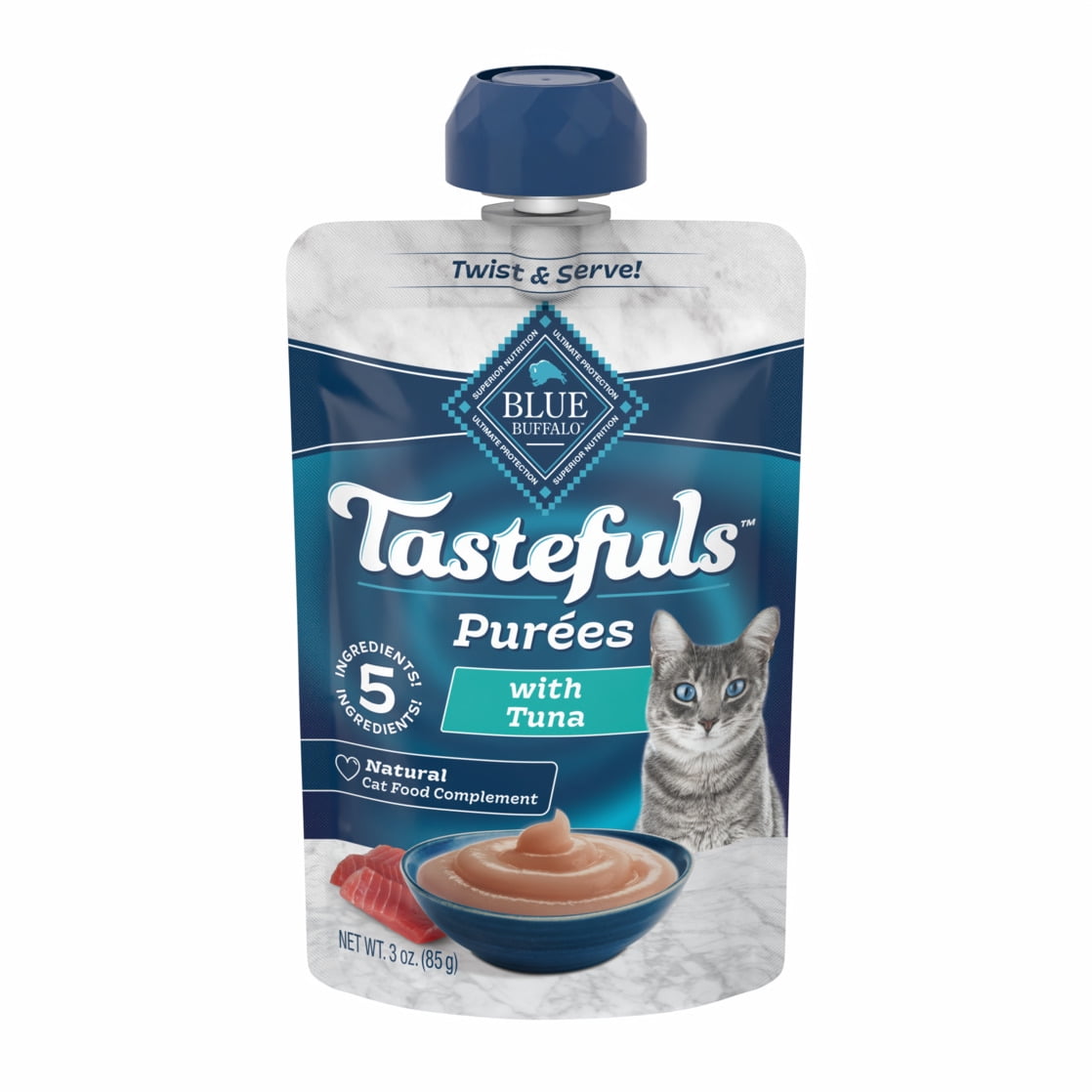 Blue Buffalo Tastefuls Adult Cat Natural Pures, Tuna 3-oz Resealable Twist Cap Pouch