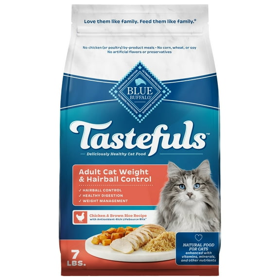 Blue Buffalo Tastefuls Adult Dry Cat Food, Weight & Hairball Control, Chicken, 7-lb. Bag