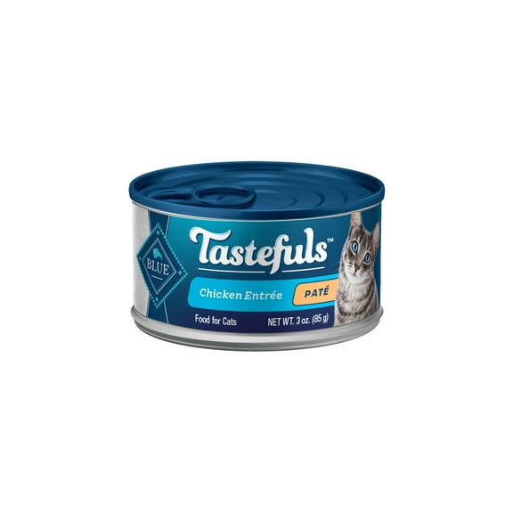 (12 pack) Blue Buffalo Tastefuls Natural Wet Cat Food, Adult, Chicken Paté, 3-oz. Can
