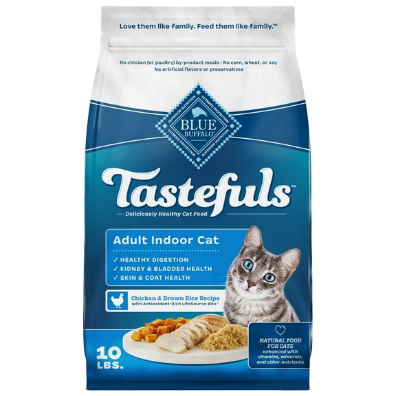 Blue Buffalo Tastefuls Chicken and Brown Rice Adult Indoor Dry Cat Food, 10-lb Bag