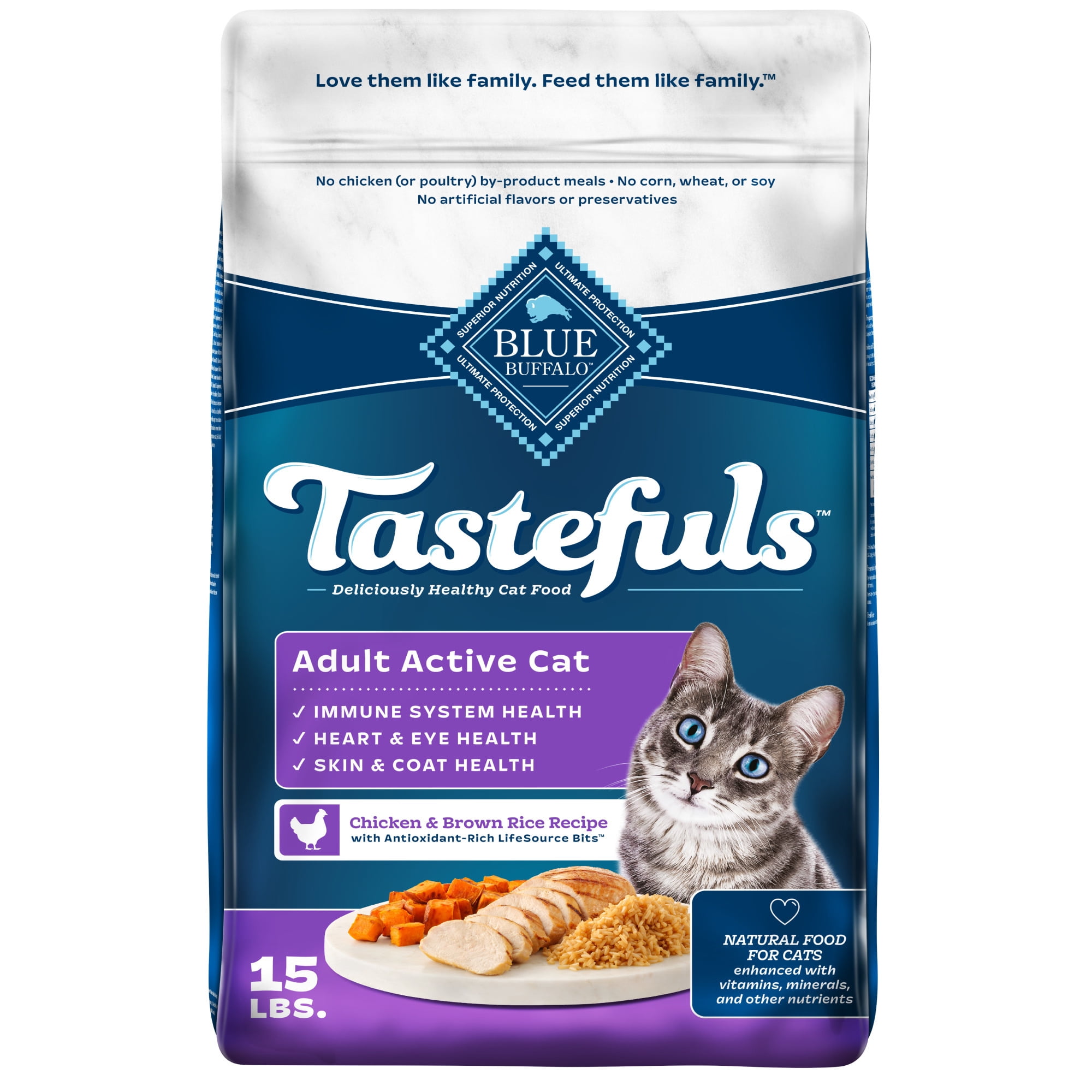 Blue Buffalo Tastefuls Dry Cat Food Sensitive Stomach Chicken and Brown Rice 10 lb Bag Walmart