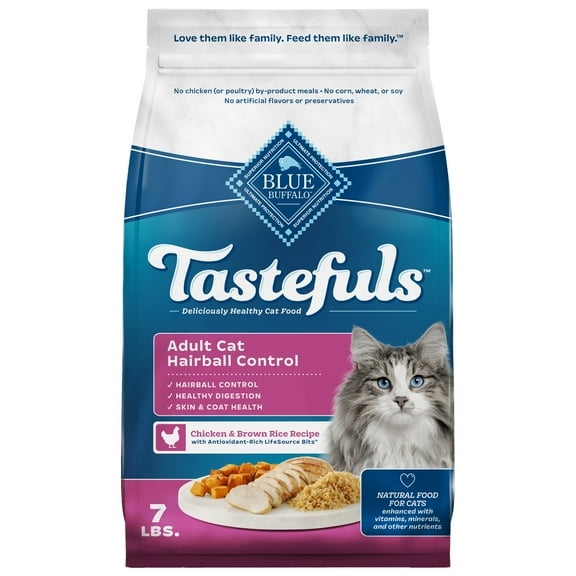 Blue Buffalo Tastefuls Dry Cat Food, Hairball Control, Chicken and Brown Rice, 7-lb. Bag