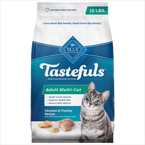 Blue Buffalo Tastefuls Dry Cat Food, Multi-Cat, Chicken and Turkey, 15-lb. Bag