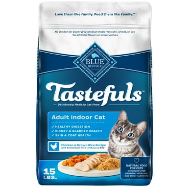 Blue Buffalo Tastefuls Dry Food, Adult Indoor Cat, Chicken and Brown Rice, 15-lb Bag