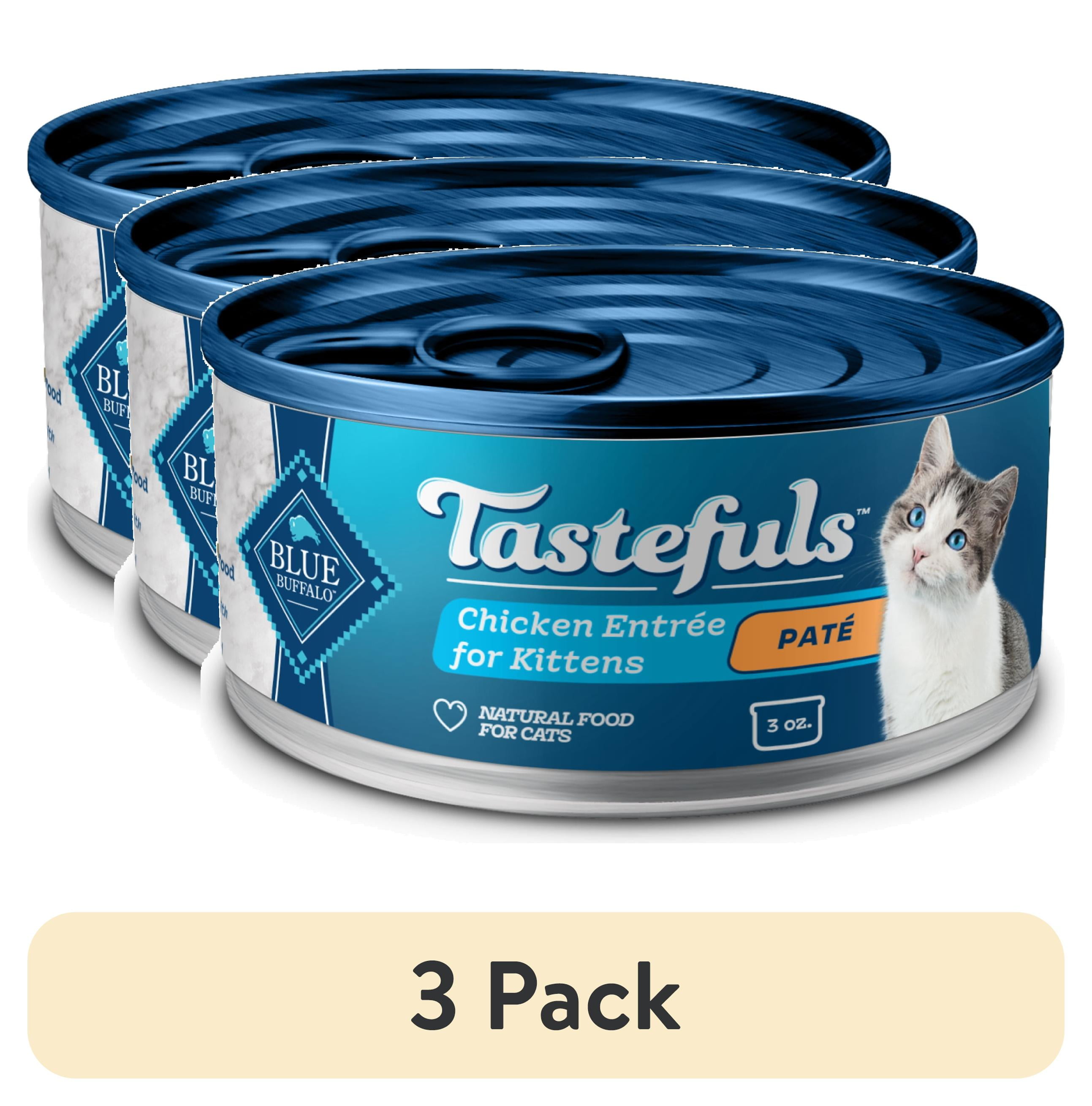 (3 pack) Blue Buffalo Tastefuls Kitten Wet Food Paté, Chicken Entrée 3