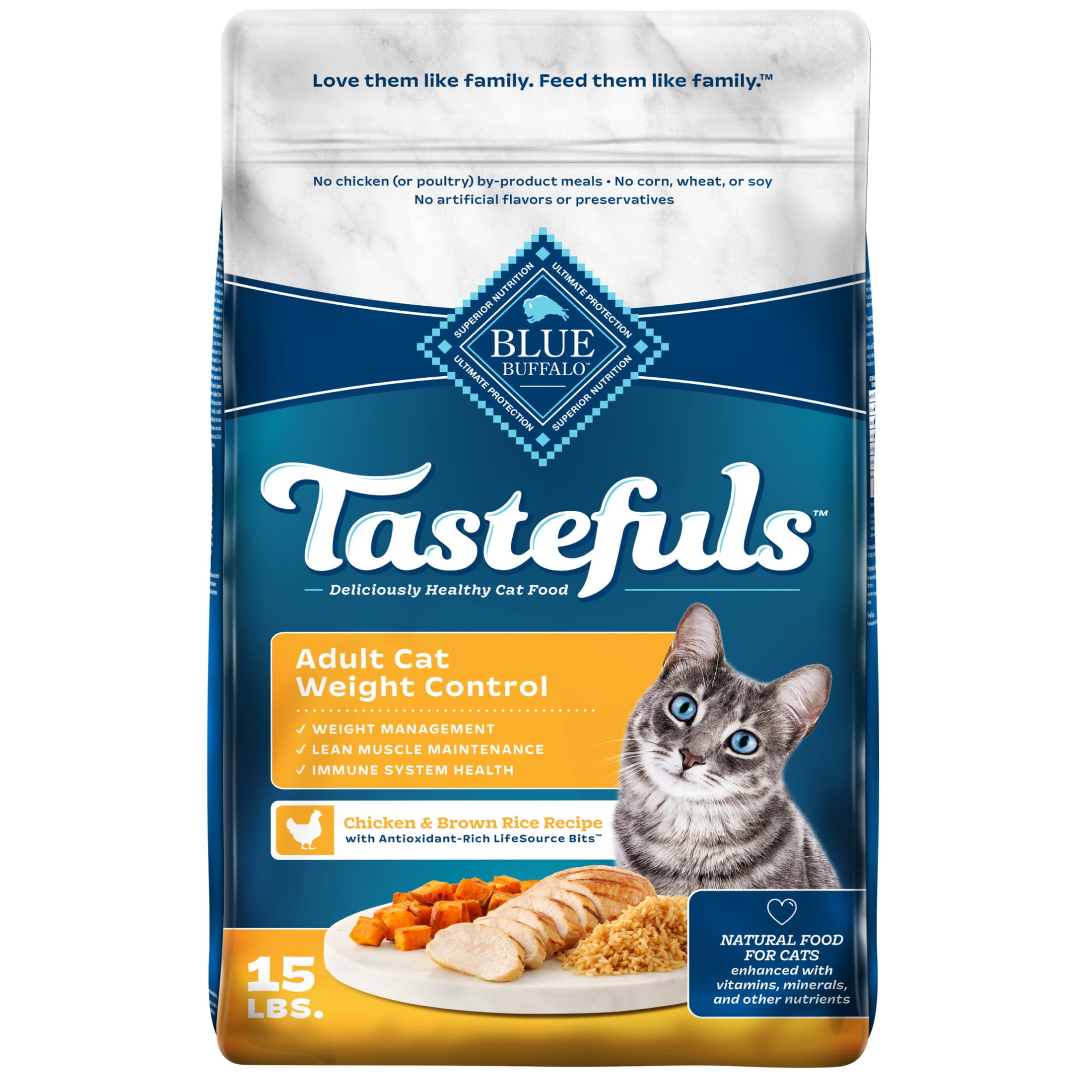 Blue Buffalo Tastefuls Natural Dry Cat Food, Weight Control, 5-lb