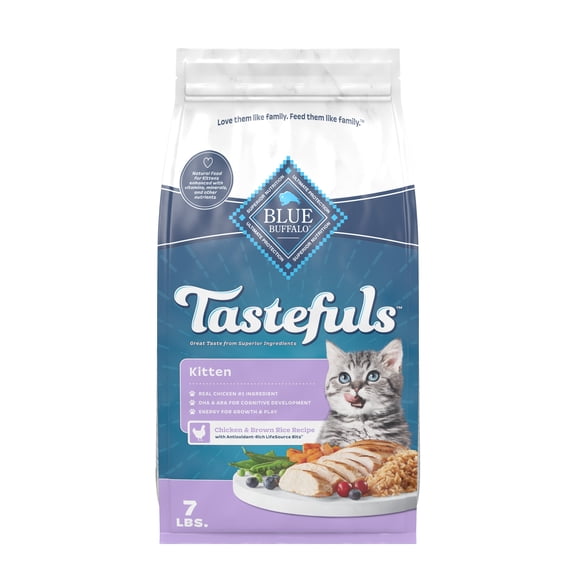 Blue Buffalo Tastefuls Kitten Food with DHA, Dry Cat Food, Chicken & Brown Rice, 7lb Bag