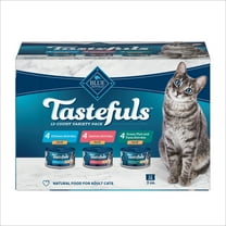 Blue Buffalo Tastefuls Natural Pate Wet Cat Food Variety Pack, Salmon, Chicken, Ocean Fish & Tuna Entrées 3-oz Cans (12 Count - 4 of Each Flavor)
