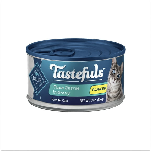 Blue Buffalo Tastefuls Natural Wet Cat Food Cans, Flaked Style, Tuna Entre in Gravy 3-oz Cans (Pack of 4)