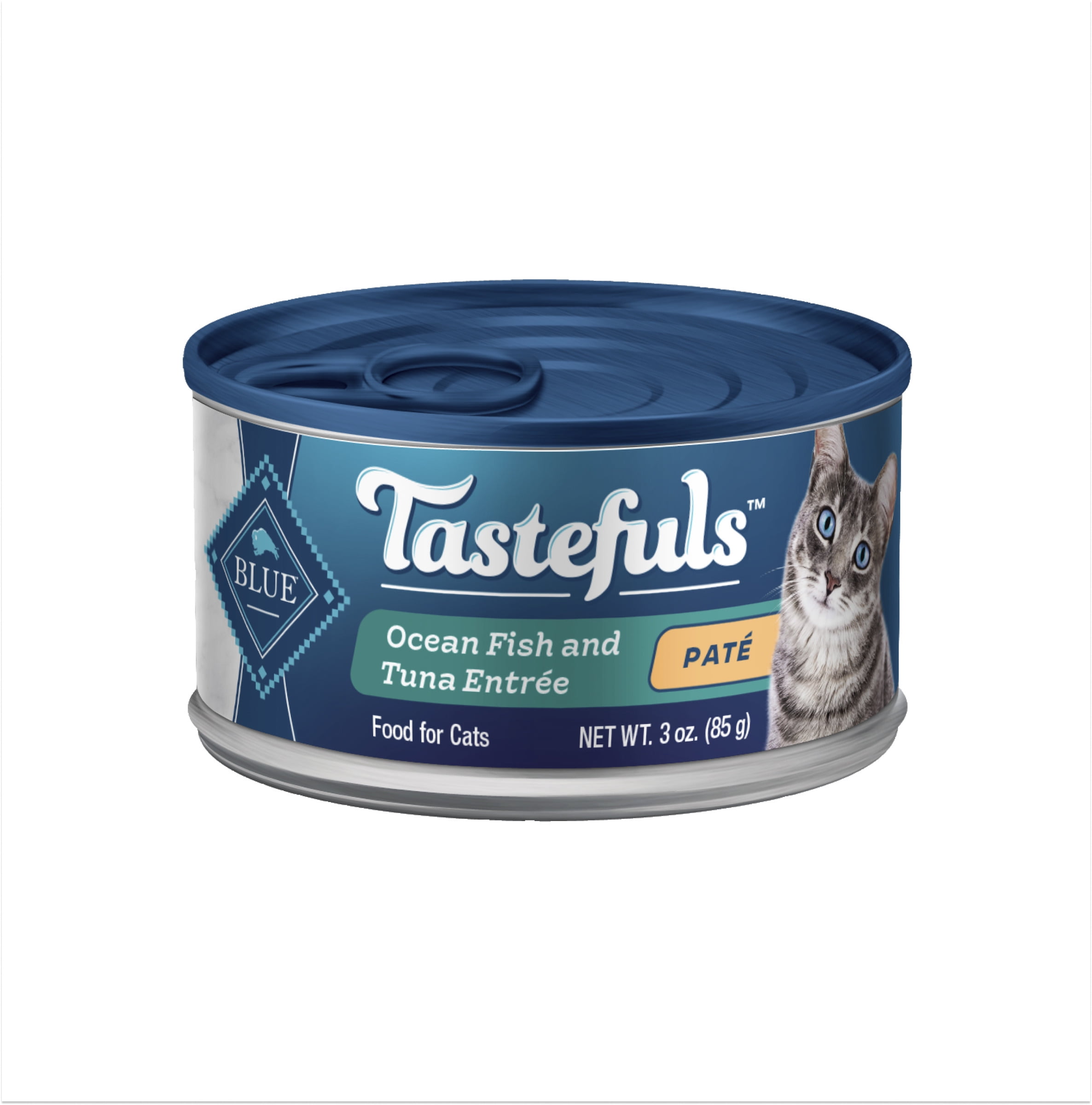 Blue Buffalo Tastefuls Natural Wet Cat Food Cans, Paté Style, Ocean Fish and Tuna Entrée 3-oz Cans (Pack of 4)