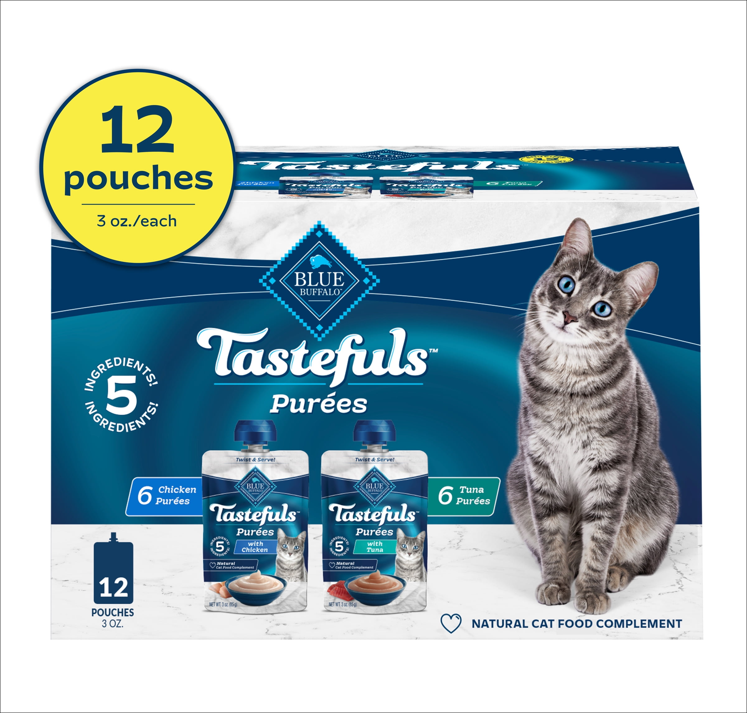Blue Buffalo Tastefuls Pures Chicken & Tuna Variety Pack, 3-oz. (12 Pouches, 6 of Each)