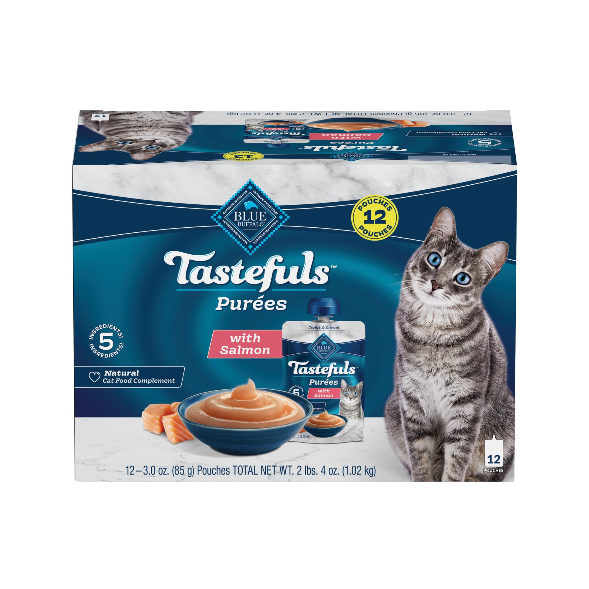 Blue Buffalo Tastefuls Purées with HYZ01 Salmon, Natural Cat Food