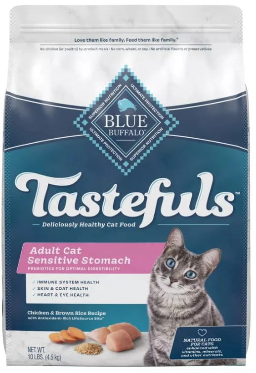 Blue Buffalo Tastefuls Sensitive Stomach Natural Chicken Adult Dry Cat Food (Pack of 16)