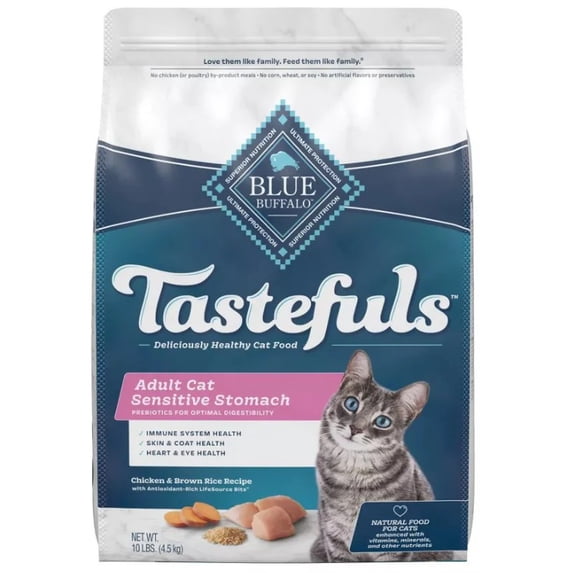 Blue Buffalo Tastefuls Sensitive Stomach Natural Chicken Adult Dry Cat Food (Pack of 16)