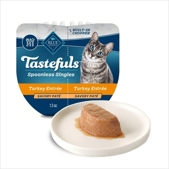 Blue Buffalo Tastefuls Spoonless Singles Turkey Pate Wet Cat Food for Adult Cats, 2.6-oz Twin-Pack Tray