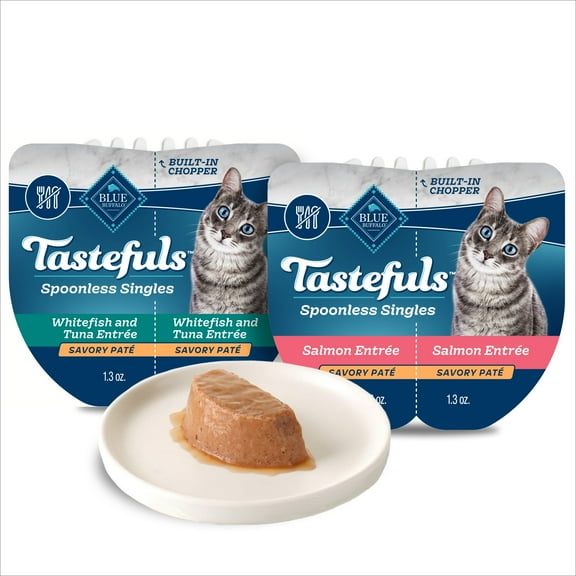 Blue Buffalo Tastefuls Spoonless Singles Variety Pack, Wet Cat Food Pate, 2.6-oz. Twin Packs (12 Count)