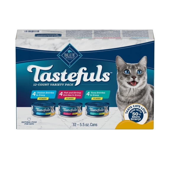 Blue Buffalo Tastefuls Adult Cat Wet Food, Flaked Entrées in Gravy, 5.5oz