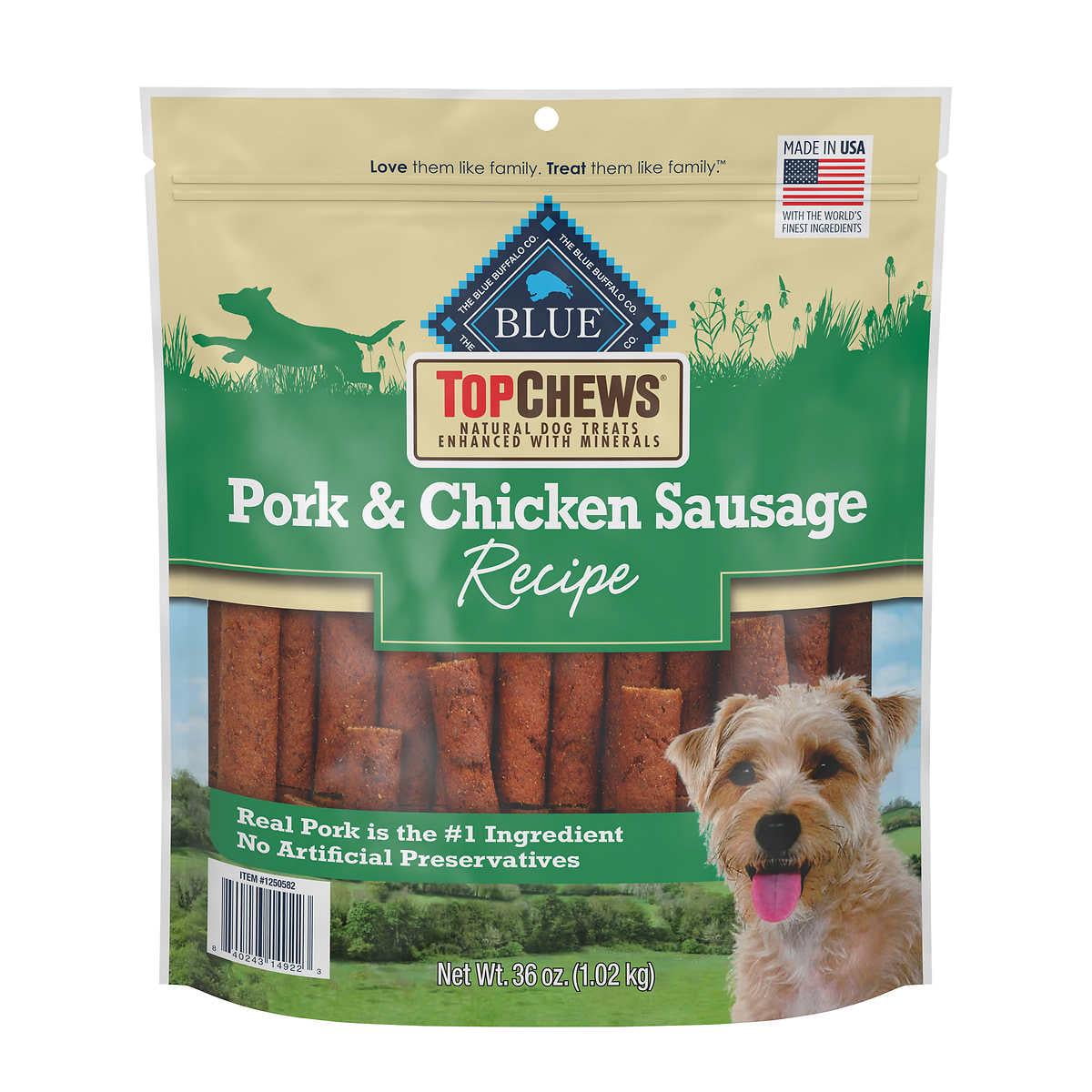 Blue Buffalo Top Chews Pork and Chicken Sausage Dog Treats, 36 oz
