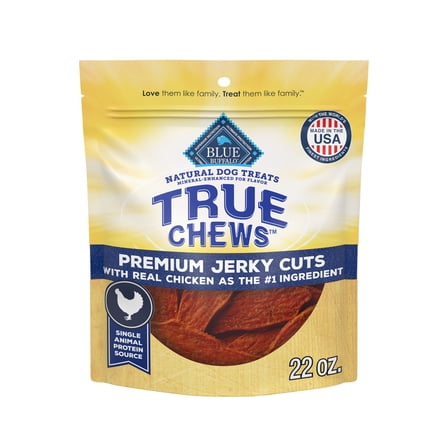 Blue Buffalo True Chews Premium Jerky Cuts Natural Dog Treats, Chicken, 22 oz bag