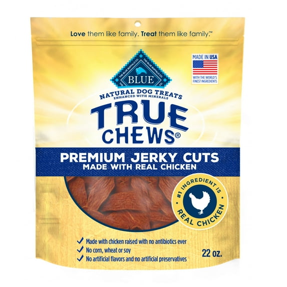 Blue Buffalo True Chews Premium Jerky Cuts Natural Dog Treats, Chicken, 22oz bag