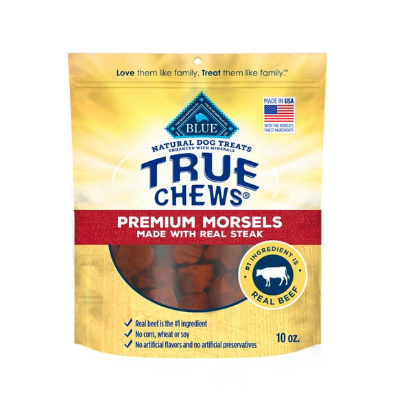 Blue Buffalo True Chews Premium Morsels Dog Treats, Steak, 10-oz. Bag