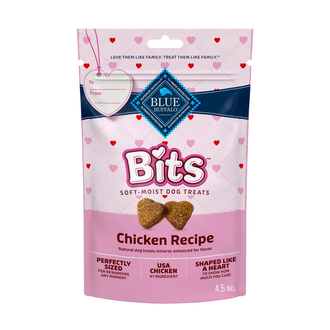 Blue Buffalo Bits Valentine Soft Dog Treats for Training, Chicken Recipe, Enhanced with DHA, 4.5oz Bag