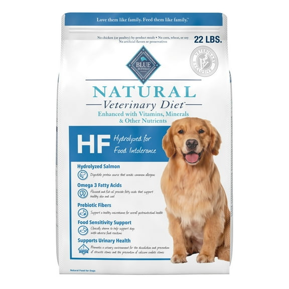 Blue Buffalo Veterinary Diet HF Hydrolyzed Food Intolerance Dry Dog Food, Salmon, 22-lb. Bag