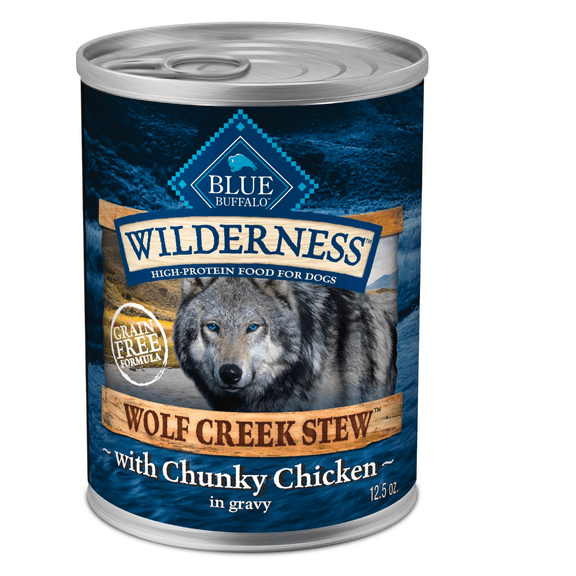 Blue Buffalo Wilderness Adult Dog Wet Food, Chicken Stew in Gravy, 12 Count